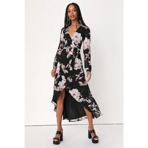 Lulus Wrap Around Midi Floral Dress
